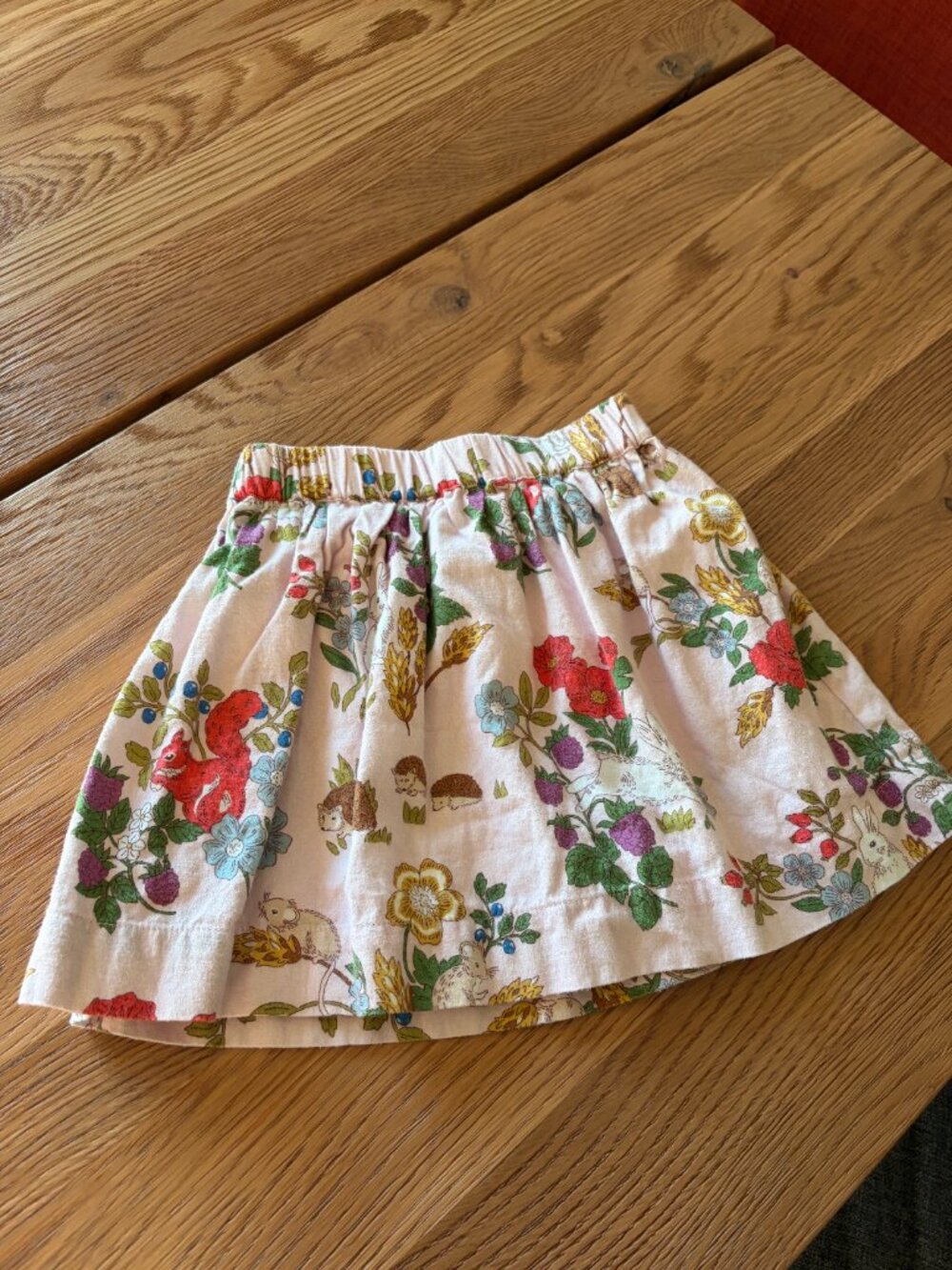 Mini Boden 3-4Y Pink Valentines Bunny Twirly Skirt Pull-On Floral Bunny Print